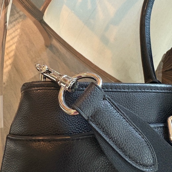Coach Black Leather Tote with Silver Hardware - Picture 8 of 11